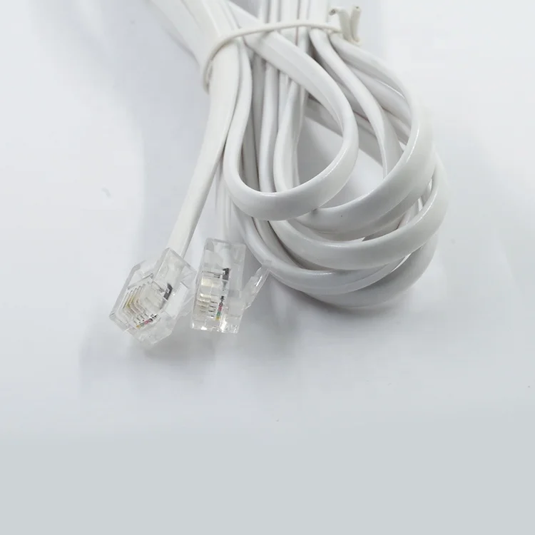 Customized length RJ9 Flat Telephone 4 Core Telephone Cable