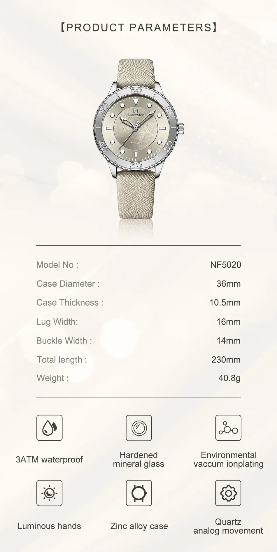 Fashion Women Wristwatch Hot Sale NAVIFORCE 5020 Luminous Luxury Waterproof Watches Girlfriends Birthday Gift Quartz Lady Watch