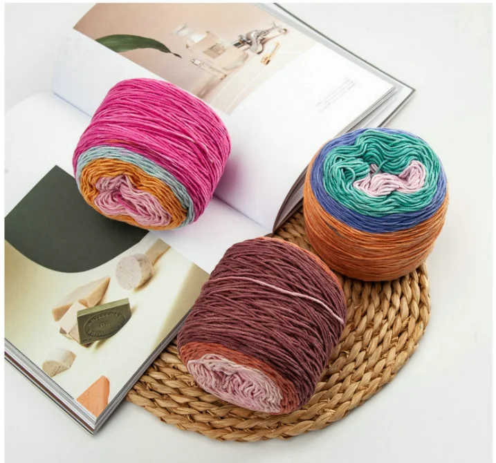 Charmkey Cotton Acrylic hand knitting rainbow crochet yarn cake