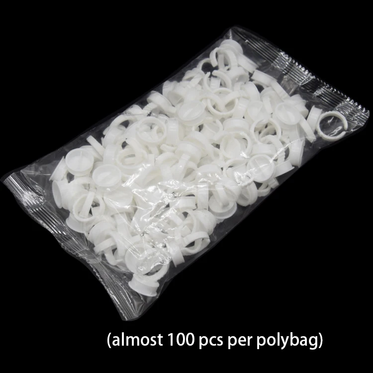 High Quality Plastic Pink heart shaped Glue Ring Eyelashes Glue Holder 100 Pcs Set Disposable Eyelash Extension Glue Cup