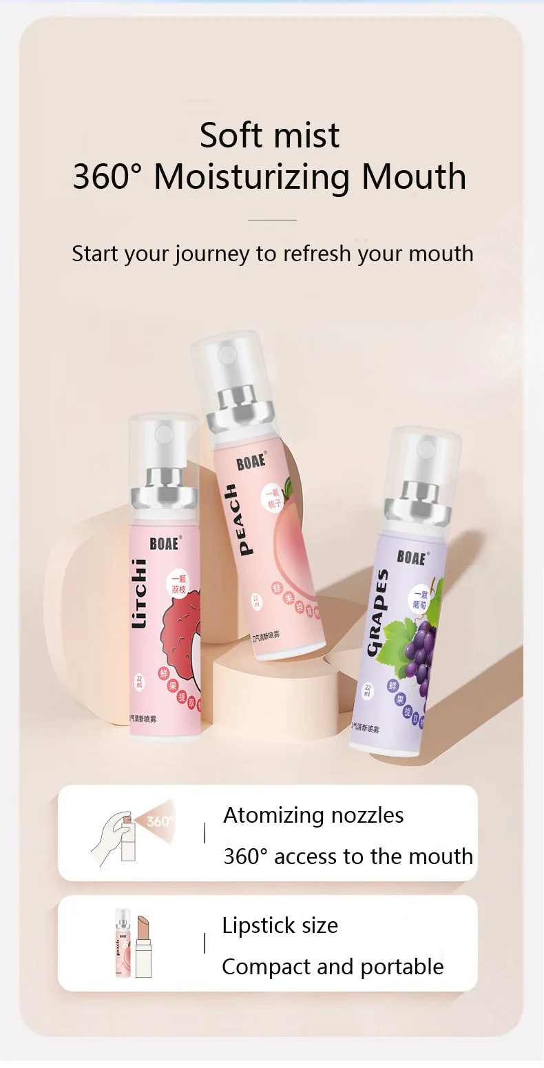 Oral Care Portable Fruity Fresh Breath Mouth Spray Portable Refreshing Mint Mouth Perfume Breath Freshener Spray For Bad Breath