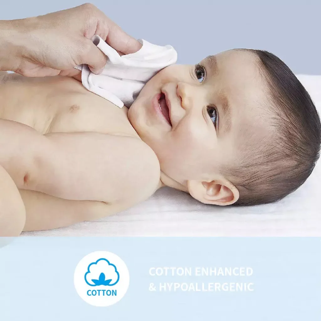 99% Aqua Pure Water Hypoallergenic Unscented Biodegradable Cotton Hands and Mouth Sensitive Wholesale Baby Diaper Wipes
