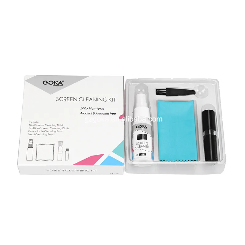 Eco-friendly 4in1 mobile screen cleaning kit Watch Cleaner Optical Spray Watch Microfiber Cleaning Kit with watch brush