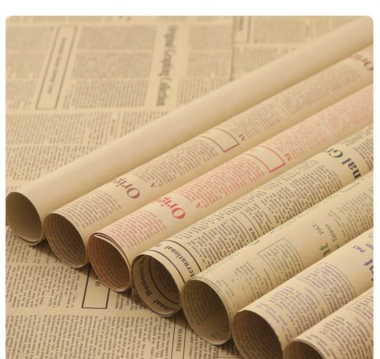 
Wholesale Nice Florist Wrapping Kraft Paper Packaging English Newspaper Wrapping Paper Vintage Flower Kraft Paper 