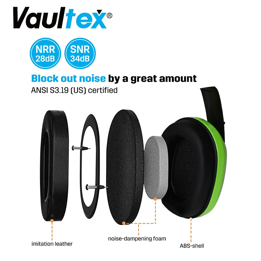 Vaultex Wholesale Earmuff Professional 28dB Noise-cancelling Ear Protection Ear Muffs For Workers With CE Certificate