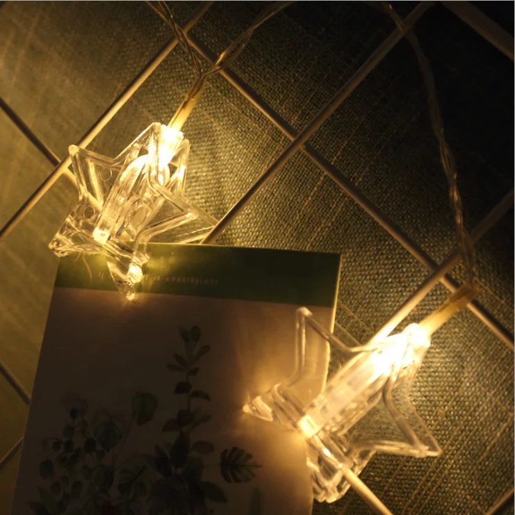 10 20 40 Led Card Photo Clip String Lights Holiday Decoration Led Fairy Light Xmas Bedroom Diy Clothespin Shapes Christmas Lamp