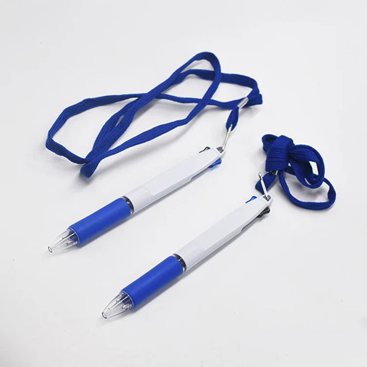 2 in 1 Multi Color Pen Ball Point Pens With Two Refills Multicolor Lanyard