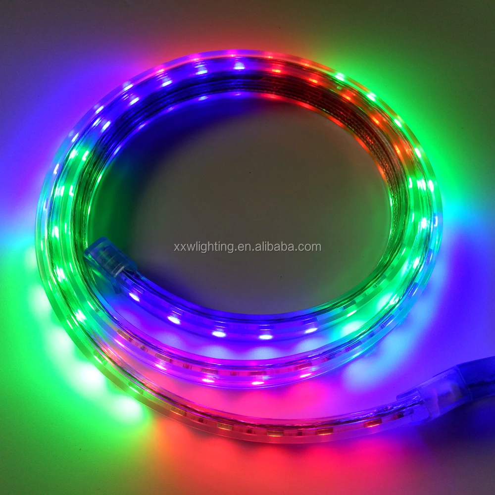 Hot sale 5050 RGB 220V 100m/roll chasing running flashing color change led strip light