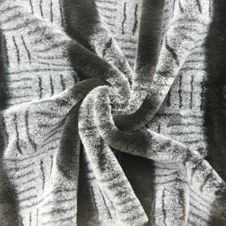 Discharge Print Rabbit PV Plush Fabric Knit Warp Polyester Discharge Print Fake Animal Faux Fur PV Plush Fleece Fabric for Coat