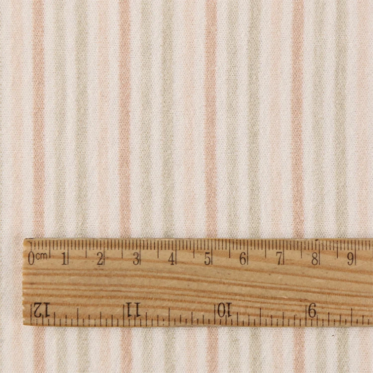 
New coming oeko tex standard natural colored cotton infant fabric yarn dyed stripe interlock knitted fabric for baby clothes 