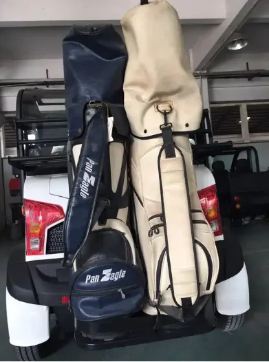 electric 4 seats closed golf cart with air conditioner AC system 5kw motor 40kmh with rear golf bag holders GEL battery