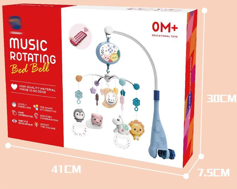 Baby  Music Rotation Bedside Hanging Bell Crib Rattle Bracket Baby Crib Toy Baby Remote control Projection Crib Mobile For Kids