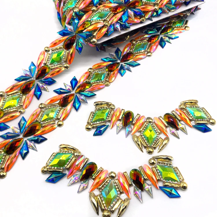 Brand new product carnival costumes rhinestone applique trimmings for sewing workshop