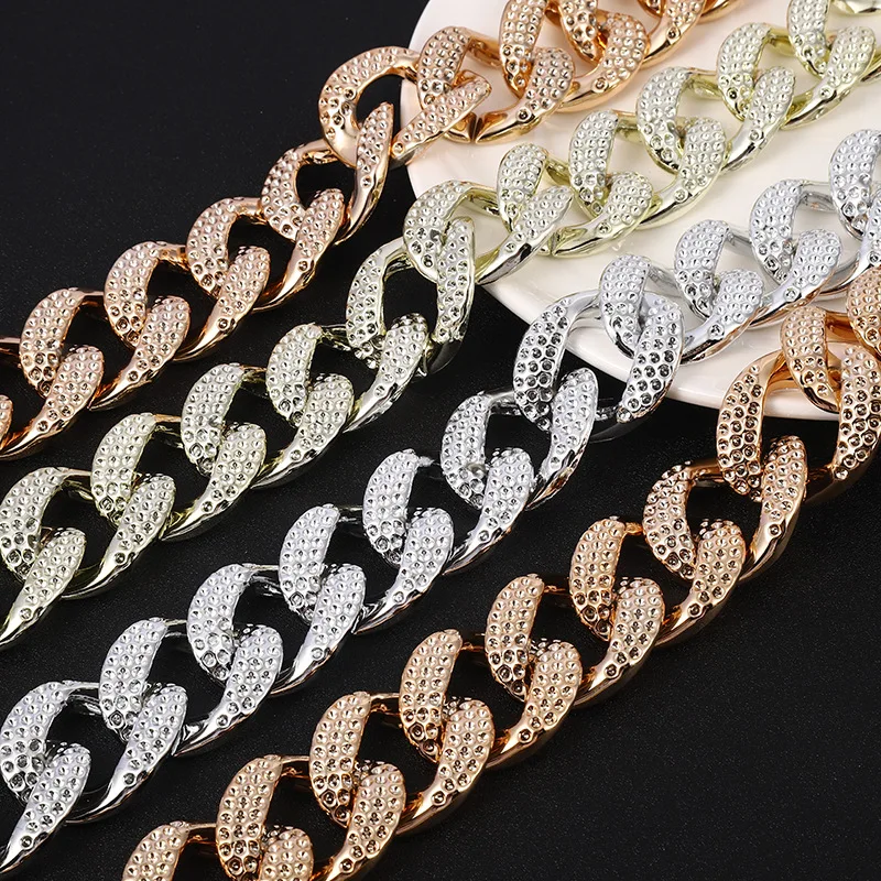 Plastic acrylic drilling diamond chain 34*40mm Open buckle uv Electroplated resin chunky chain glasses diy Key bag connecting