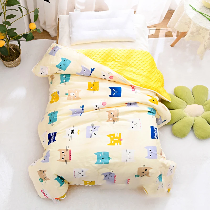 Double Sided Design Comforter Premium Cotton Filling Newborn Woven Quilt Blanket For Kids Babies Toddlers