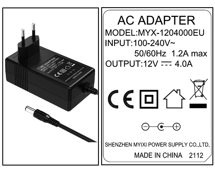 High Quality 24V 2A Power Supply EU 48W Power Adapter 12V 4A  AC DC Adaptor
