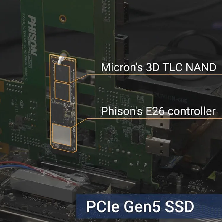 Phison e26 PS5026-E26 PCIe Gen 5 Internal SSD Nvme M2 2280 R/W 12000/10000MB/s 1000GB 2000GB 4000GB Gen5 SSD for Gaming PCs