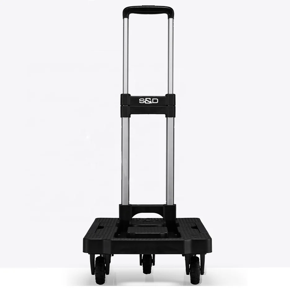 
125kg loading compact platform flatbed lightweight portable retractable five-wheel dolly folding luggage hand trolley cart truck 