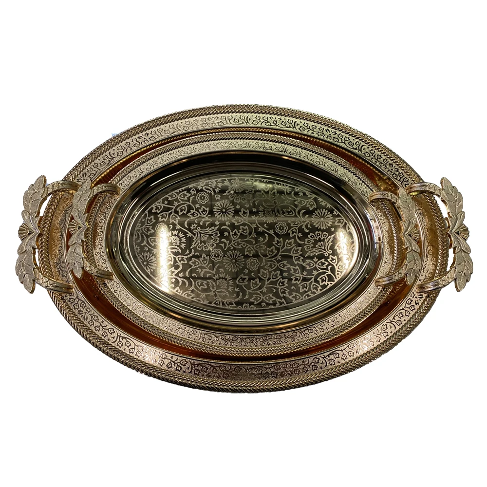 New European Retro Embossed Oval Tray Family Business Reception Tray