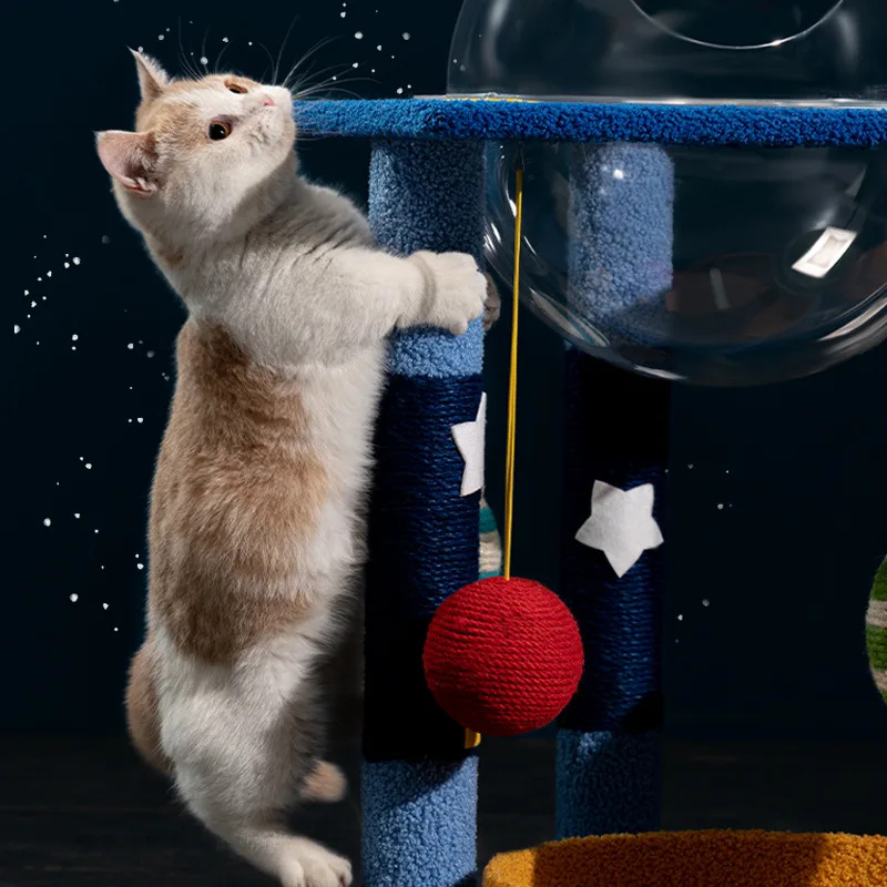 Cat Tree Interactive Toys With Natural Sisal Scratch Board Cats Castle House Luxury Pet House Cattery starry Cat Tower