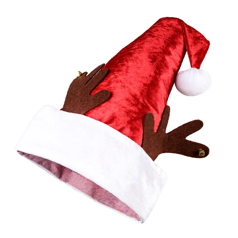
Mini Knit Luminous Fur Bear Antlers Christmas Santa Hat With Bell 