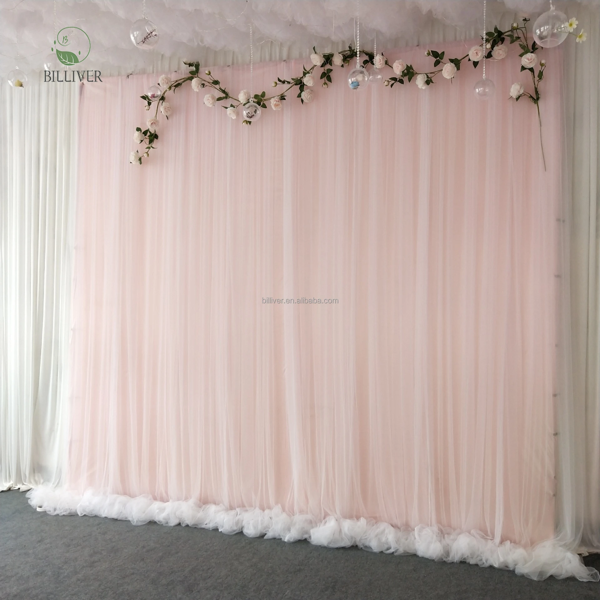 Luxury Chiffon Fabric Wedding Stage Tent Ceiling Decor Drapes Arch Hanging Backdrop Curtains For Birthday Ceiling Decorations