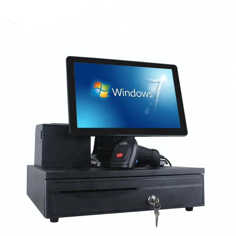 15 Inch Pos System Cash Register Touch All In One Pc Dual Screen Pos Terminal Machine With Printer