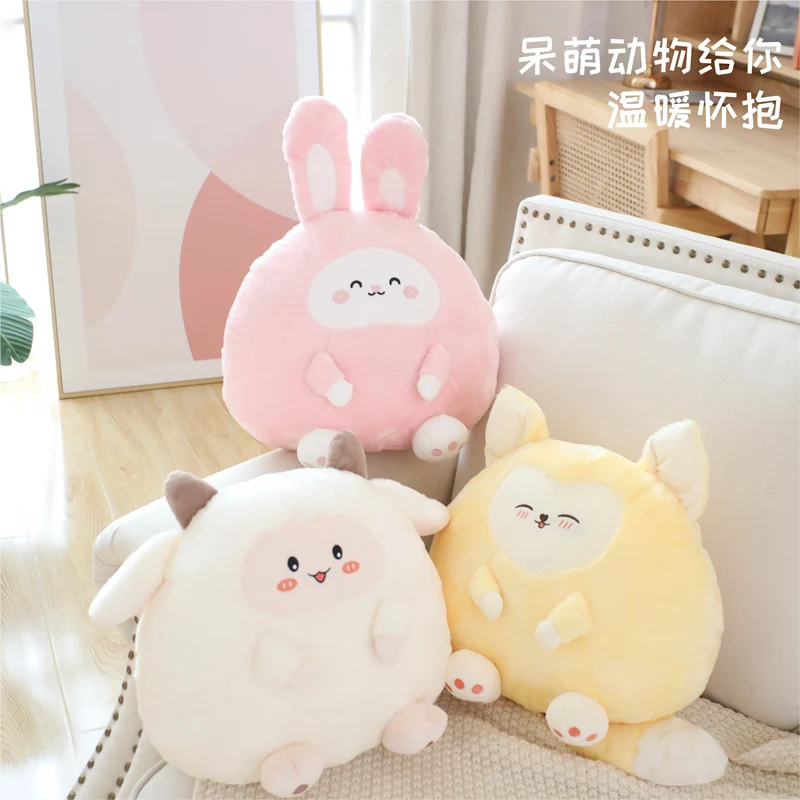 New Design Stuffed Animal Plush Toy Cute Animal Doll Rabbit Fox Soft Animal Shape Throw Pillow