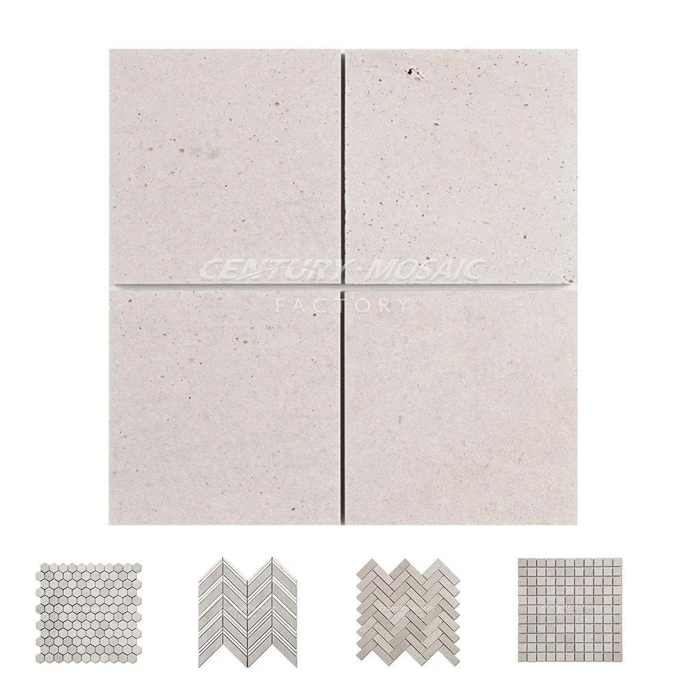 Centurymosaic Light Beige Stone Ivory Travertine Marble Stone Mosaic Tile Kitchen Backsplash Wall Flooring Mosaic Tile