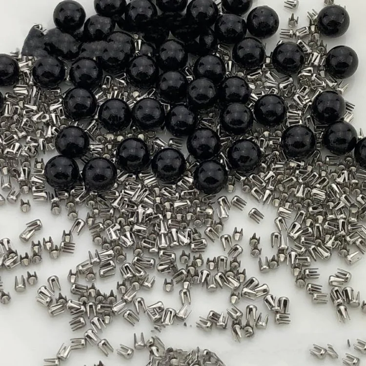 Best Price Attaching Machine ABS Plastic No Hole Pearl Rivet Studs 2.3mm Round Stainless Steel Four Claw