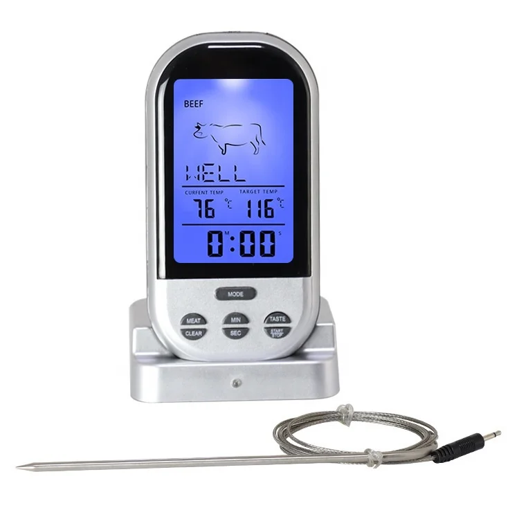 Factory Wholesale TP808 Food BBQ Fork RF Wireless Kitchen Thermometer Remote Control BBQ Thermometer With One Probe