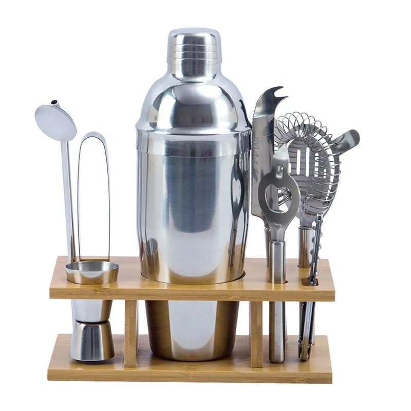
Factory Customized bar tools 25 oz Stainless Steel 9-Piece Bartender Kit Cocktail Shaker set 