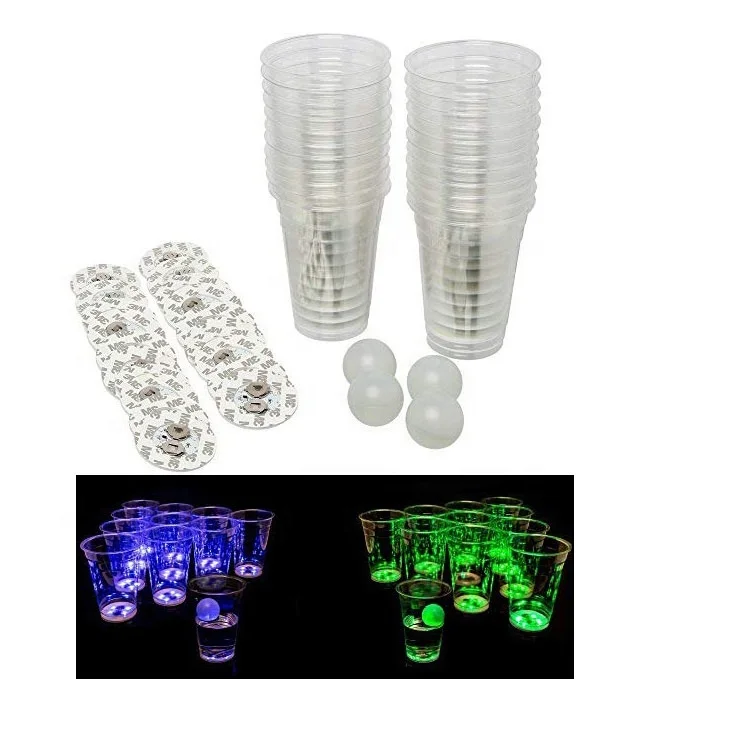Premium Drinking Game Glow in the Dark LED Beer Pong Kit for Party with LED Coasters & Beer Pongs