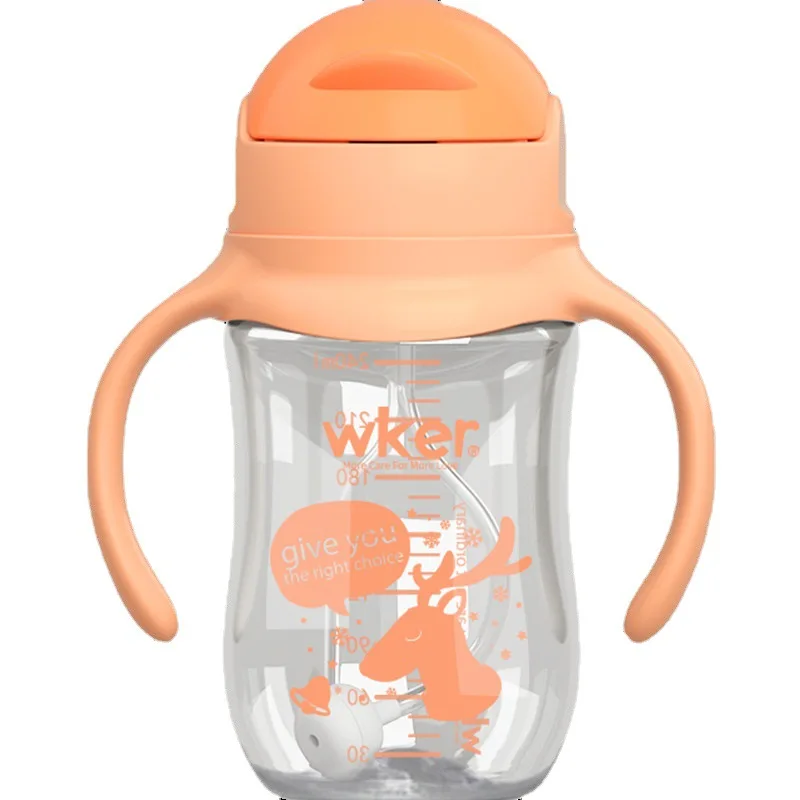 With Cap BPA FREE Cartoon Paper Box PP Silicone Straw Baby Water Bottle
