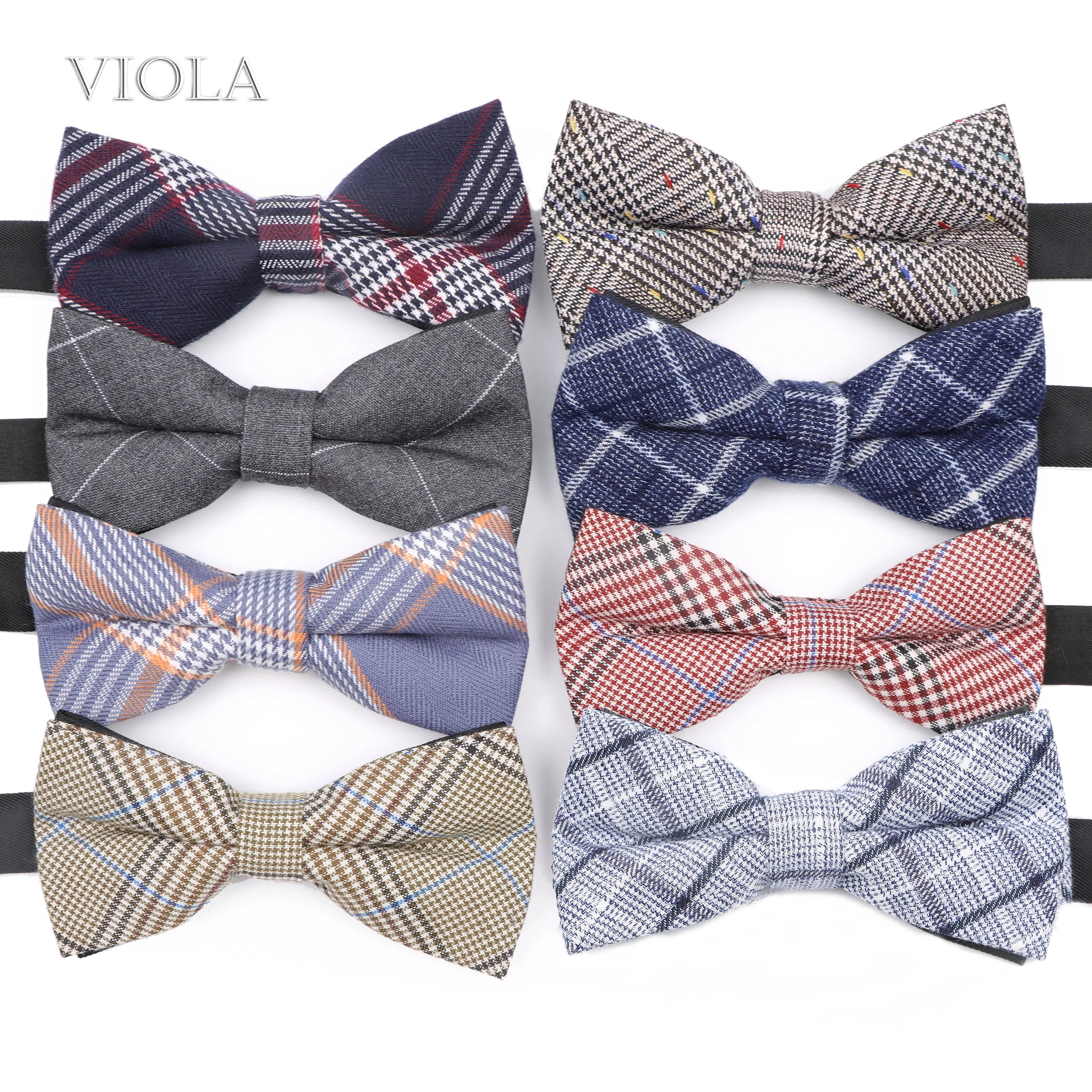 New 100% Cotton Plaid Bowtie Fashion Men Women Classic Brown Pink Blue Gray Butterfly Daily Party School Cravat Gift Accessory