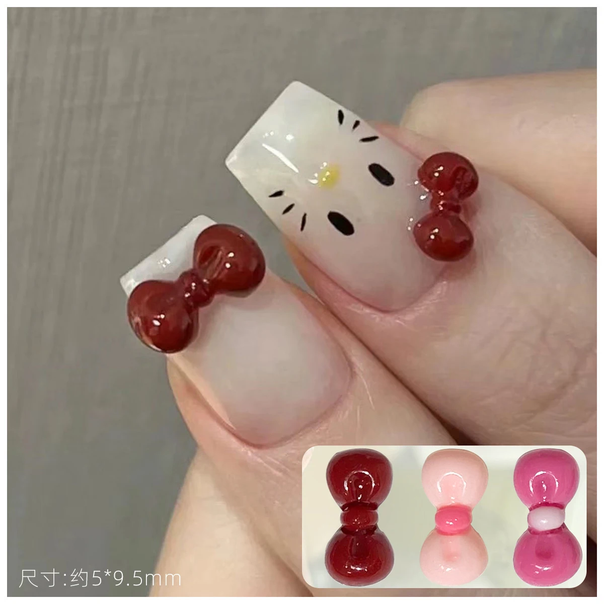 12 Grid Box Popular Bow Nail Art Accessories Sweet Red Rose Pink Mixed Color Resin Bow-Knot Nail Charms for DIY Manicure Earring
