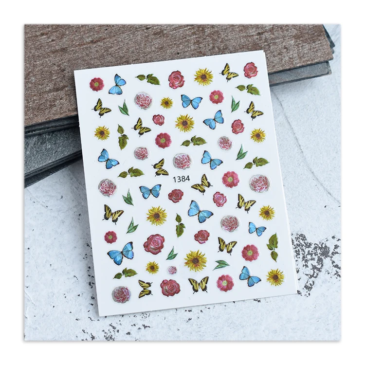 2021 New Butterfly 3D Nail Sticker Laser Flower Nail Sticker Decoration 1379-1384