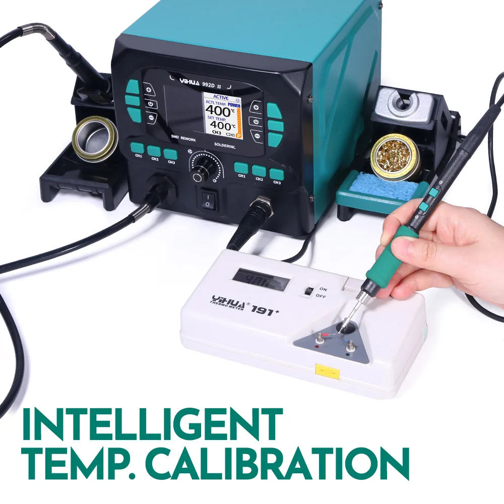 YIHUA 992D-II 2 in1 Tool Nano Hot Air Pencil Precision Soldering Rework Station and C210 Soldering Iron with Dynamic LCD Display
