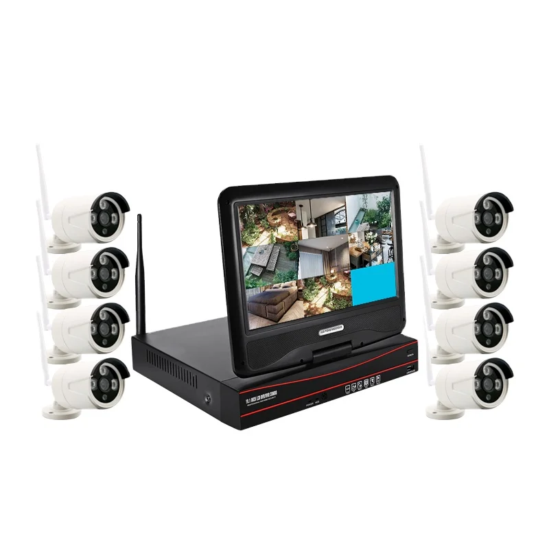 VESAFE 8CH 1080P CCTV 10 Inch LCD Wireless NVR Kit Waterproof IP Camera Security System