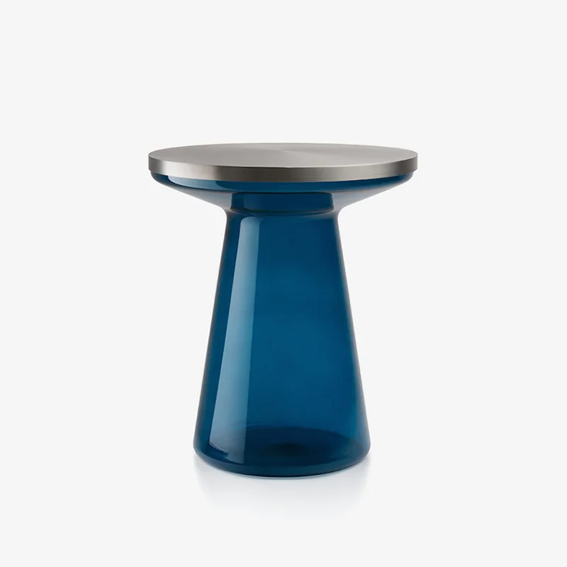 Figure side table designer colored glass round table Brass side table