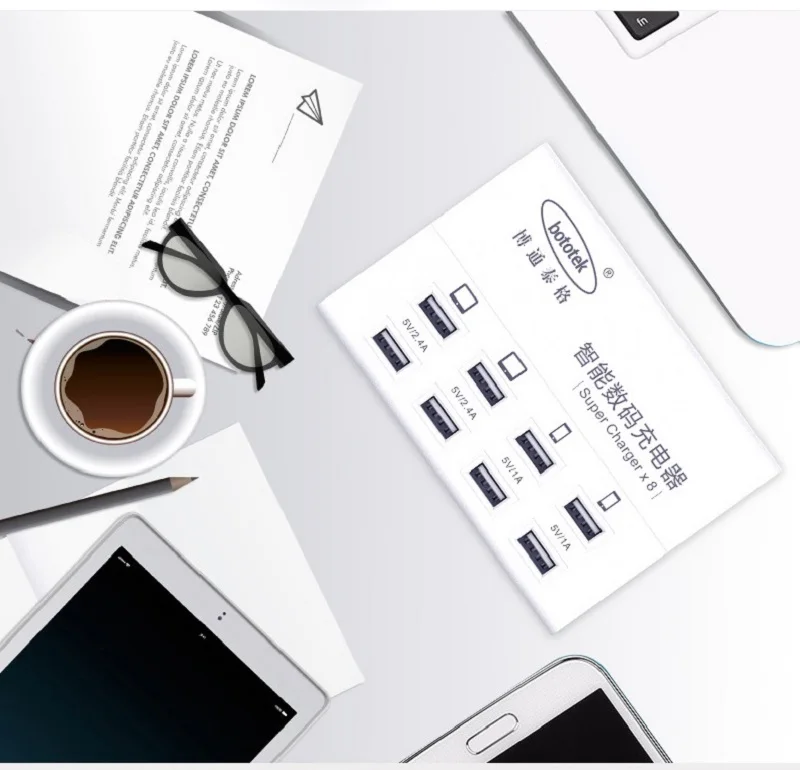 Multi port 8 port USB charger high quality 8 hole plug overload protection USB socket 2.4A quick charger for phone all device