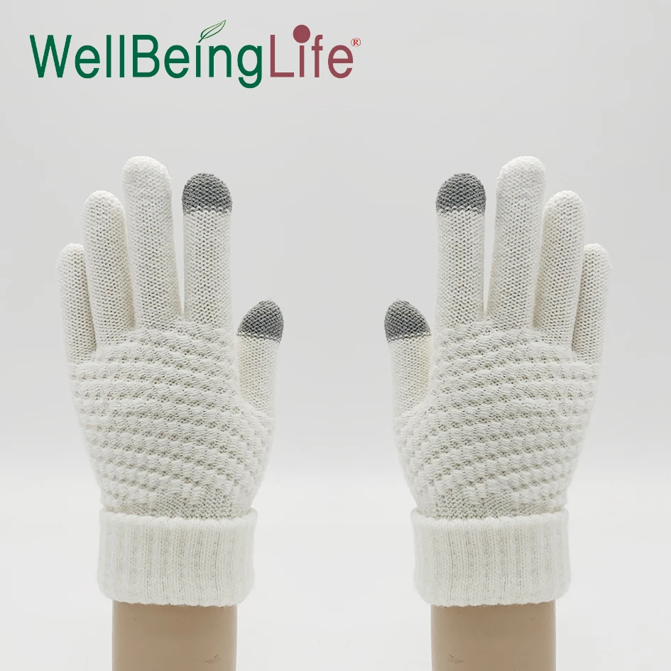 Fashion Wool Acrylic Knitted Mitten Touch Screen Gloves, Unisex Winter Warm Gloves, Women & Men Knitted Gloves