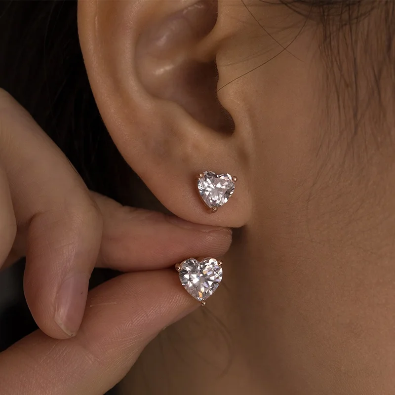 Оптовая продажа сверкающие Cz сердце Druzy свадебные женские серьги тонкой 18k 14k позолоченный 925 ювелирные изделия стерлингового