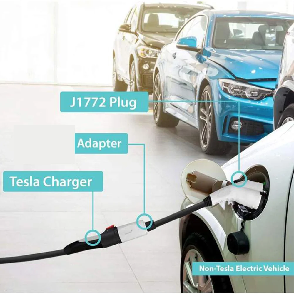 Автомобильный зарядный кабель для электромобиля J1772 Тип 2 разъем к типу 1 Входное зарядное устройство адаптер 32A 1P с кабелем Tesla