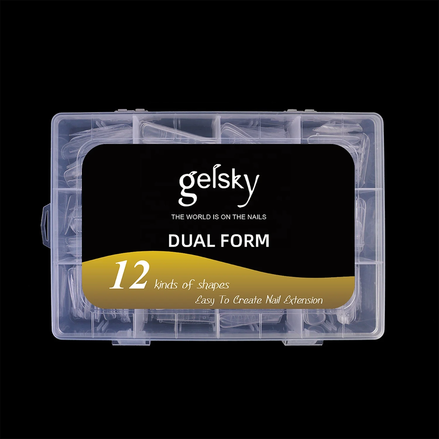 Gelsky Nail molds Plastic Nails Form Mix 12 Styles Nail Tip Forms Suit Dual Form Set