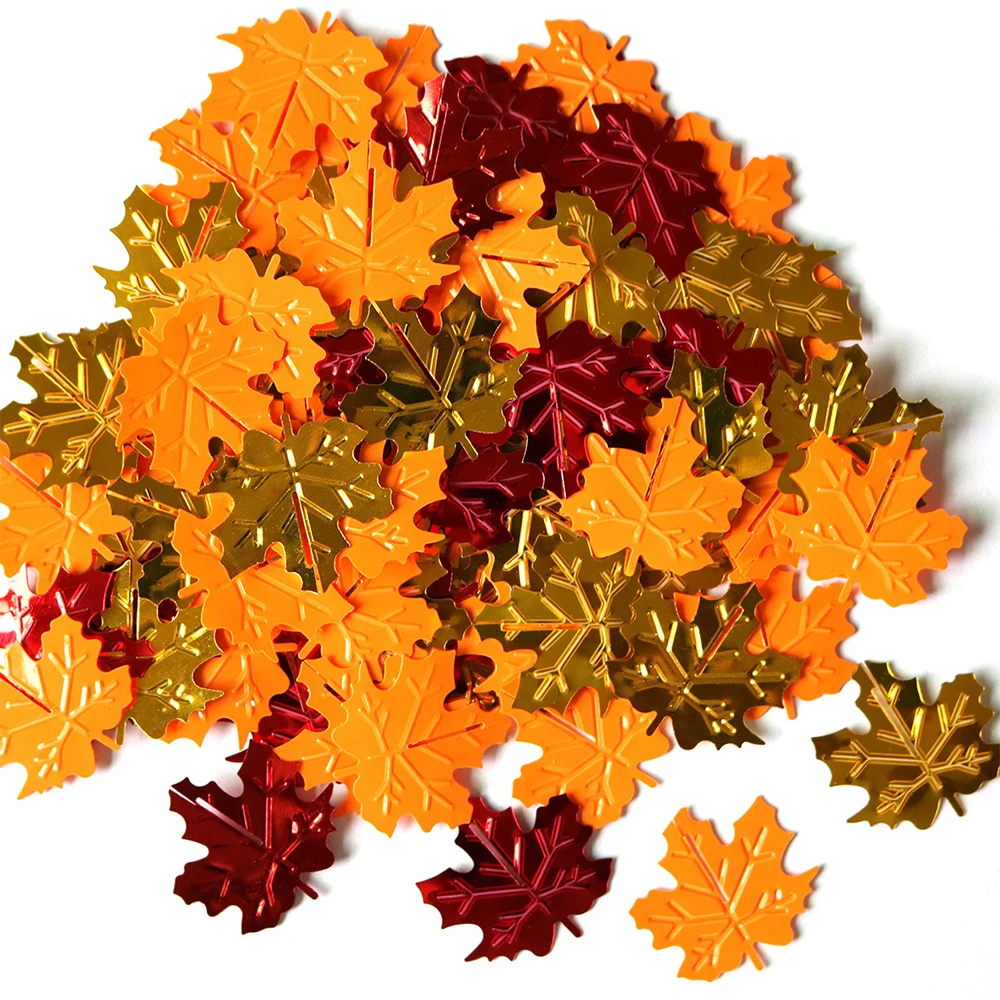 Thanksgiving Confetti Fall Foil Confetti Maple Leaf Autumn Table for Halloween, Christmas, Wedding Throwing Confetti Decoration