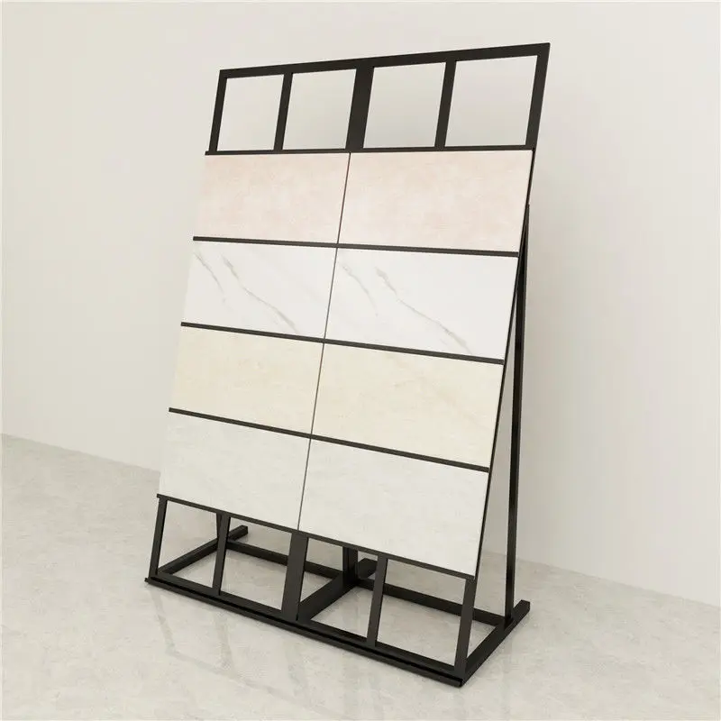 Kainice Customized Wall Mounted Standing Ceramic Tile Marble Tile Displays Wood Flooring Stone Metal Rack For Showroom