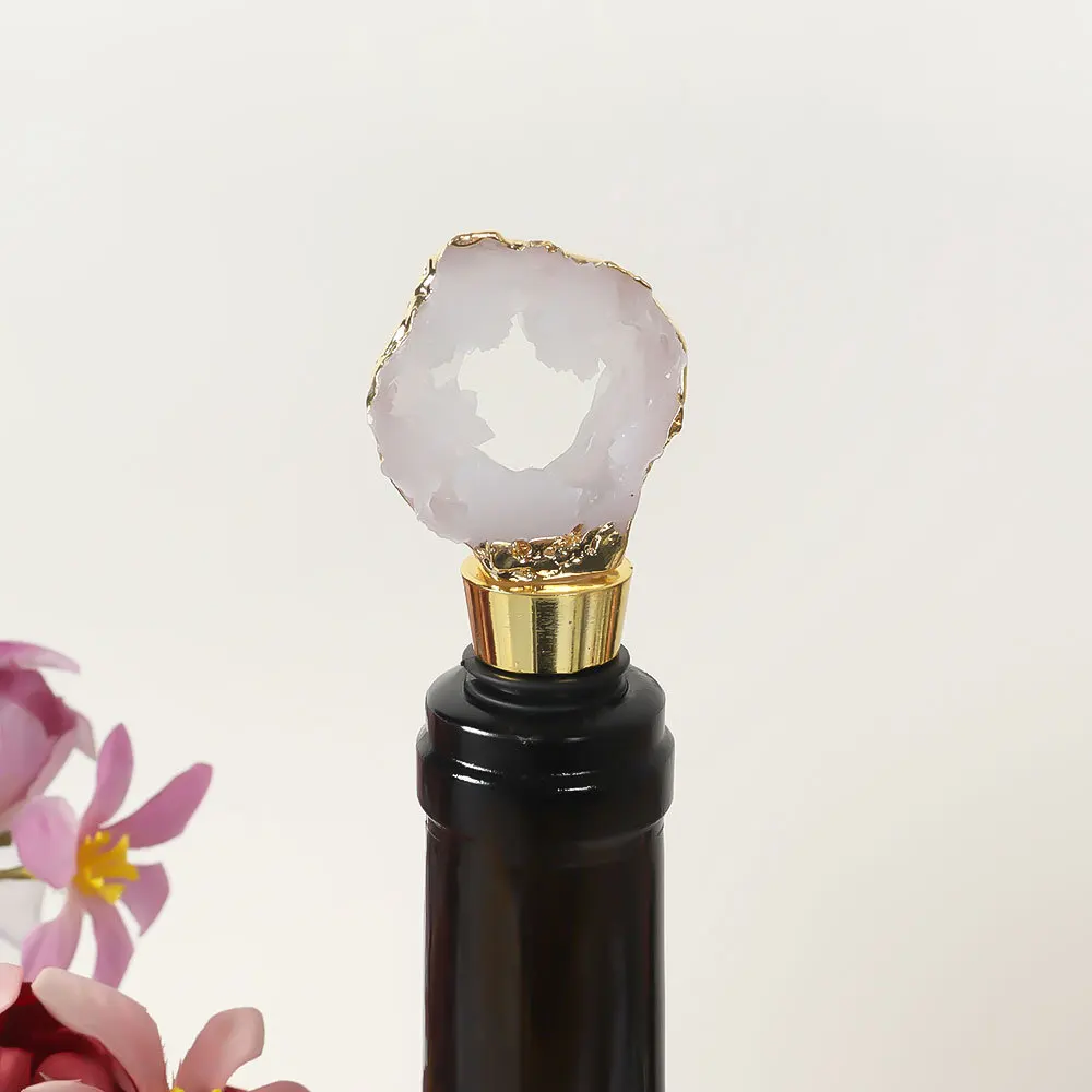 New Creative Light Luxury Glass Wine Stopper Agate Fashion Color Crystal Hole Fashionable Wine