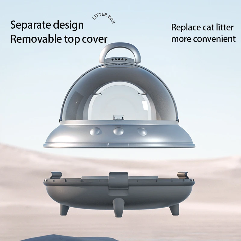 Pet cleanup travel space capsule toilet sandbox large smart cat toilet cat litter box with drawer fully enclosed pet toilet
