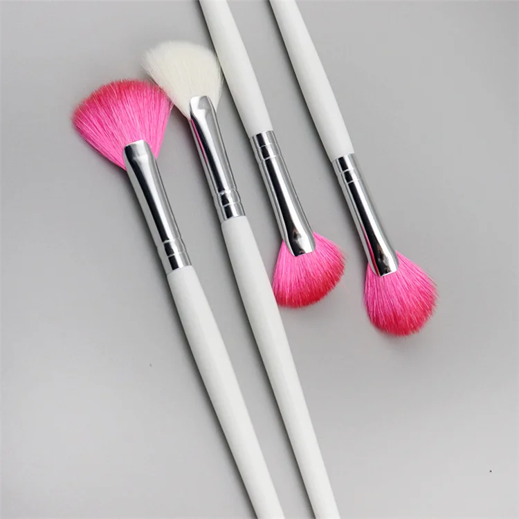 Soft Makeup Fan Brush Face Mask Cosmetic Customized Logo Pink Small Mascara White Make Up Pink Facial Fan Brushes For Facial